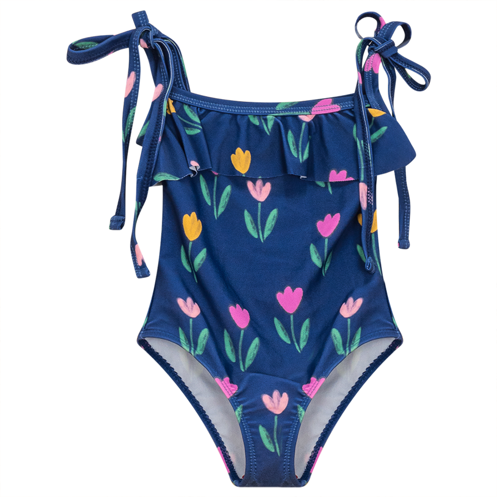 Flower Print Swimsuit Navy Floral