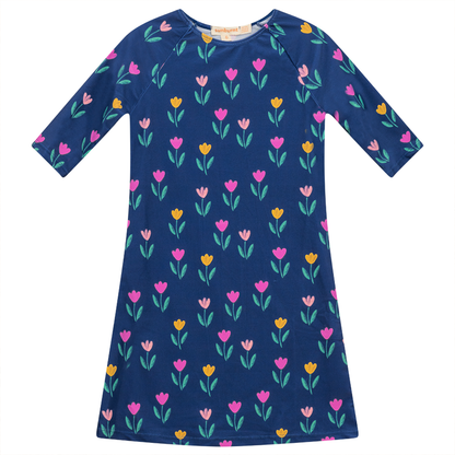 Flower Print Swim Dress Navy Floral