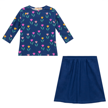 Flower Print 2Pc Swim Set Navy Floral