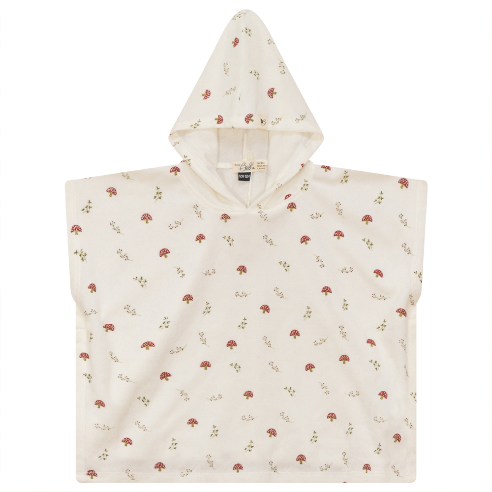 Printed Terry Poncho Beige Cream