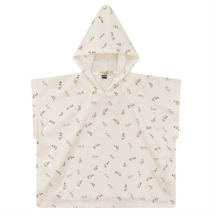 Printed Terry Poncho Mauve Cream