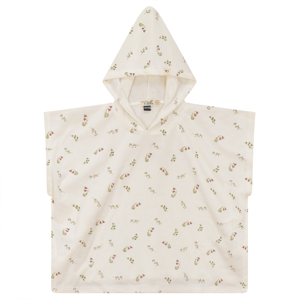 Printed Terry Poncho Mauve Cream