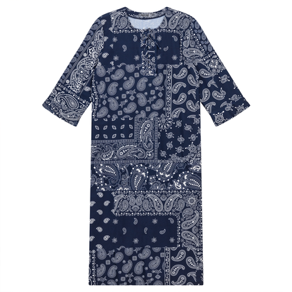Printed Swim Dress Denim