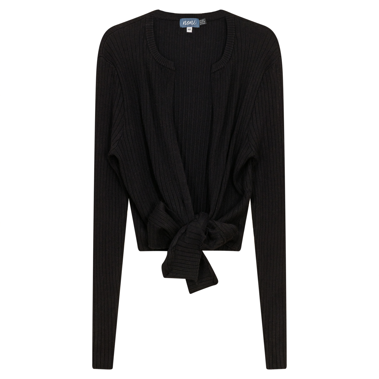 Cropped Tie Cardigan Black