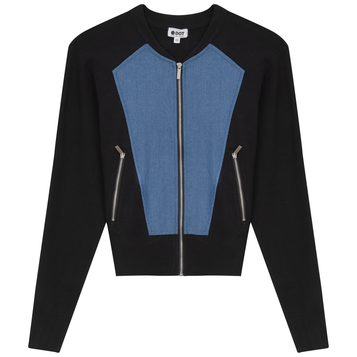 Denim Trim Jacket Black Denim Wash