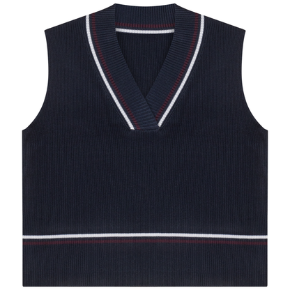 Contrast Striped Vest Dark Navy