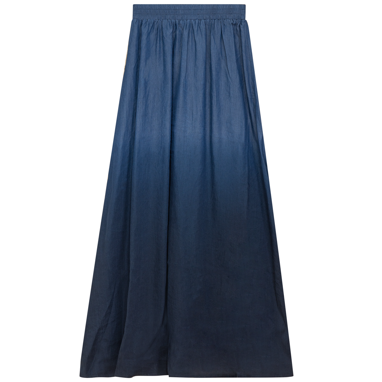 Denim Dip Dye Maxi Skirt Dark Denim Wash