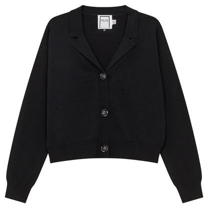 Cropped Knit Cardigan Black