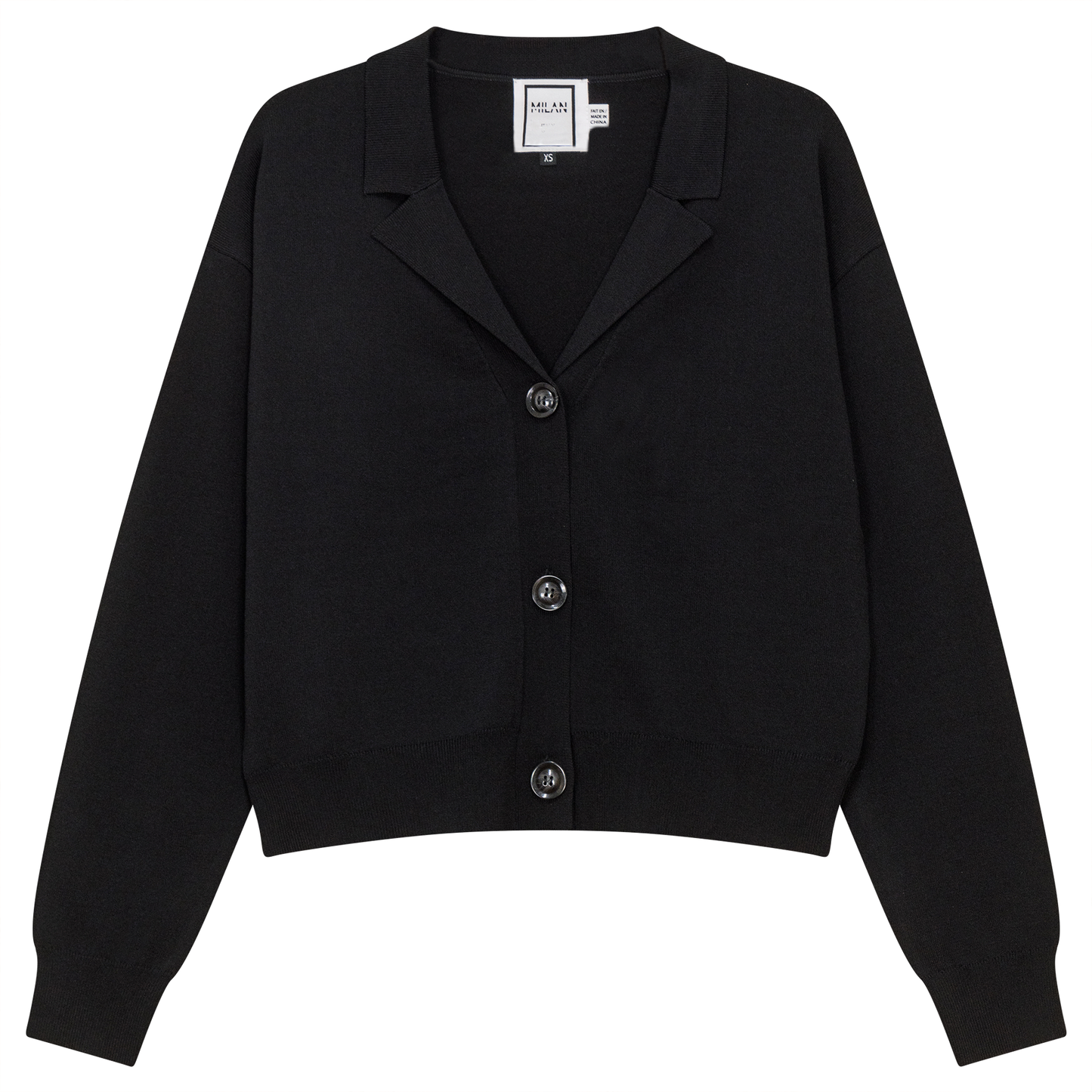 Cropped Knit Cardigan Black