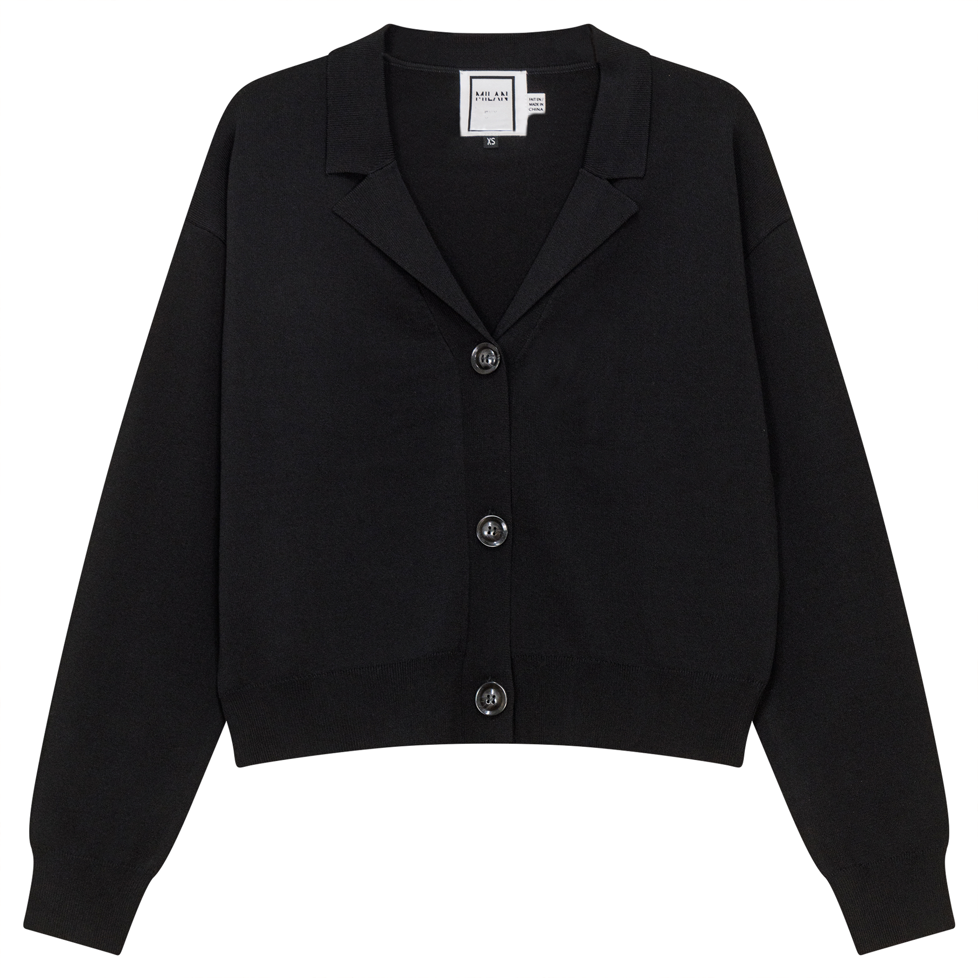 Cropped Knit Cardigan Black