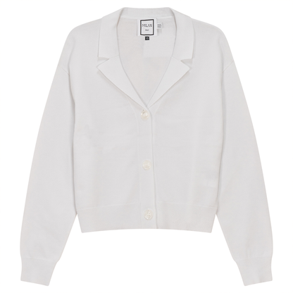 Cropped Knit Cardigan White