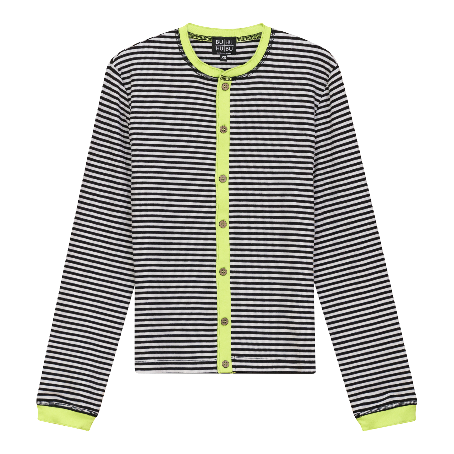 Striped Ribbed Contrast Cardigan Black White