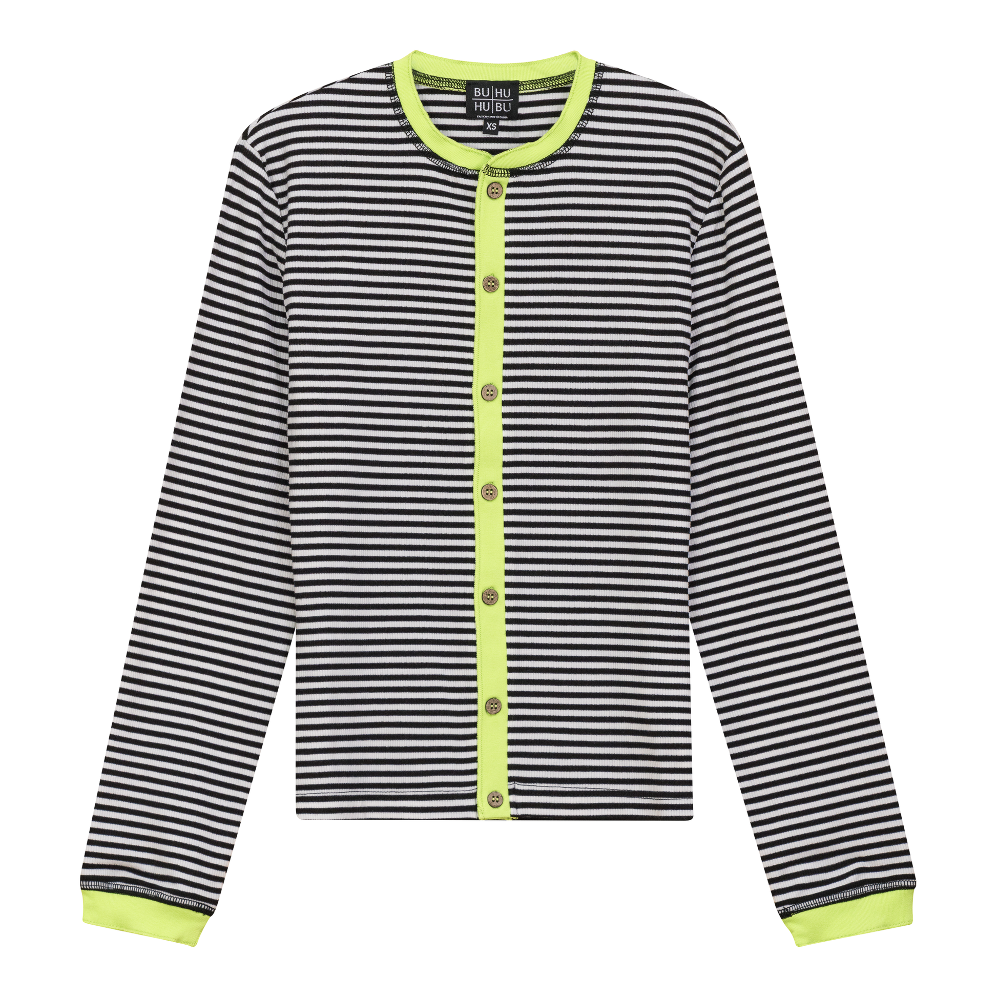 Striped Ribbed Contrast Cardigan Black White