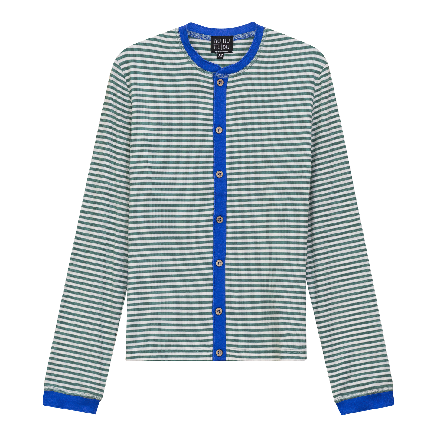 Striped Ribbed Contrast Cardigan Mint White