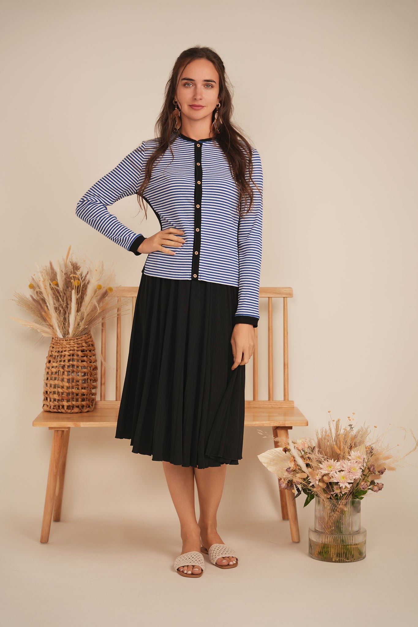 Striped Ribbed Contrast Cardigan