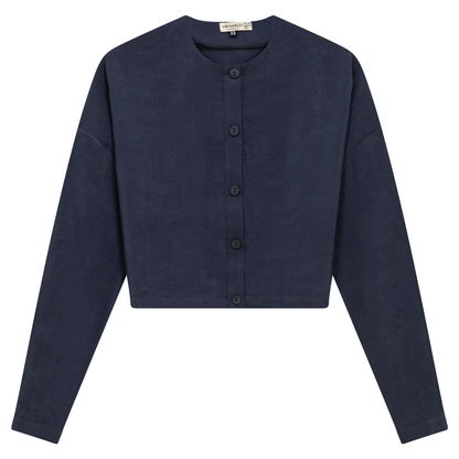 Tencel Cropped Bungee Blouse Midnight Blue