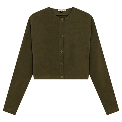 Tencel Cropped Bungee Blouse Olive