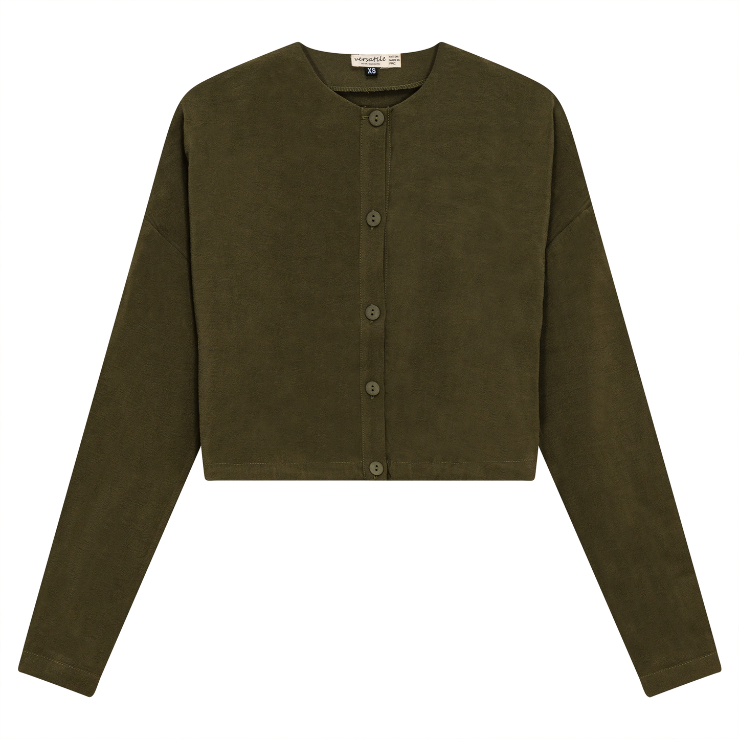 Tencel Cropped Bungee Blouse Olive