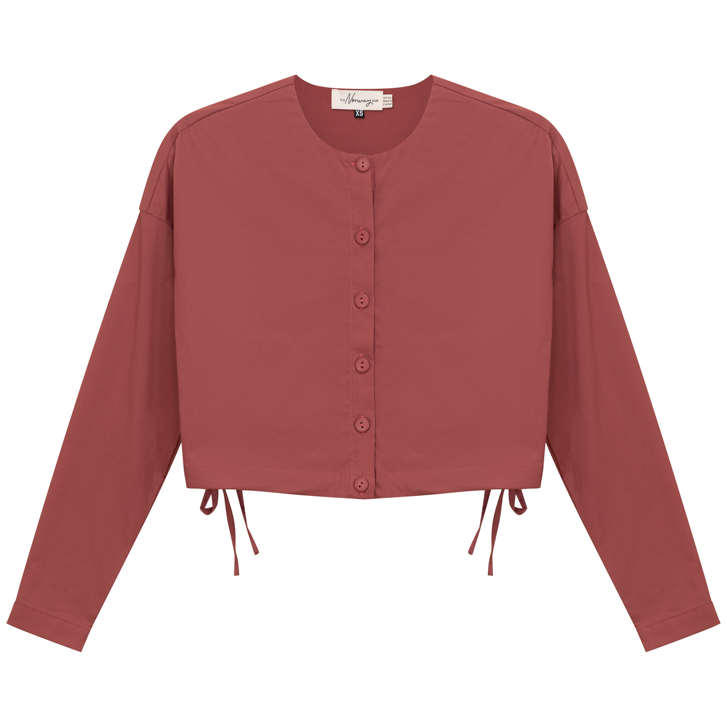 Cotton Cropped Side Tie Blouse Champagn