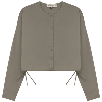 Cotton Cropped Side Tie Blouse Stone