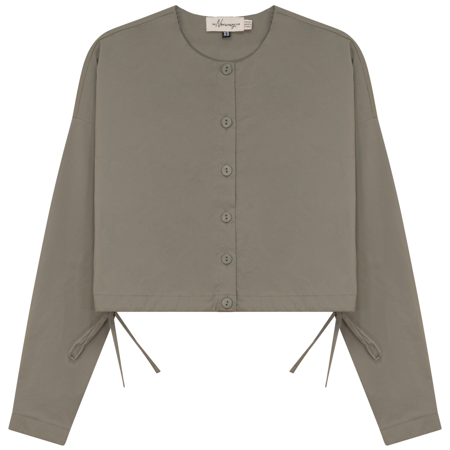 Cotton Cropped Side Tie Blouse Stone