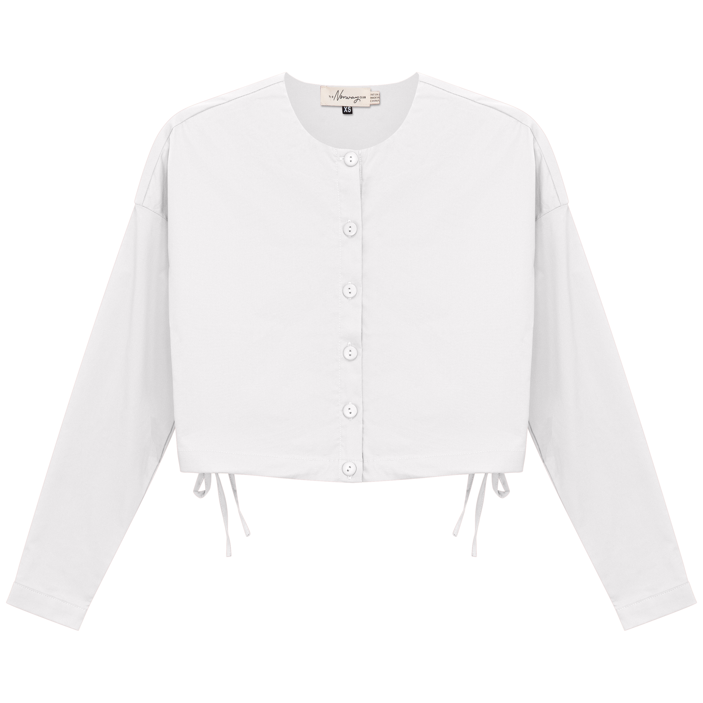 Cotton Cropped Side Tie Blouse White