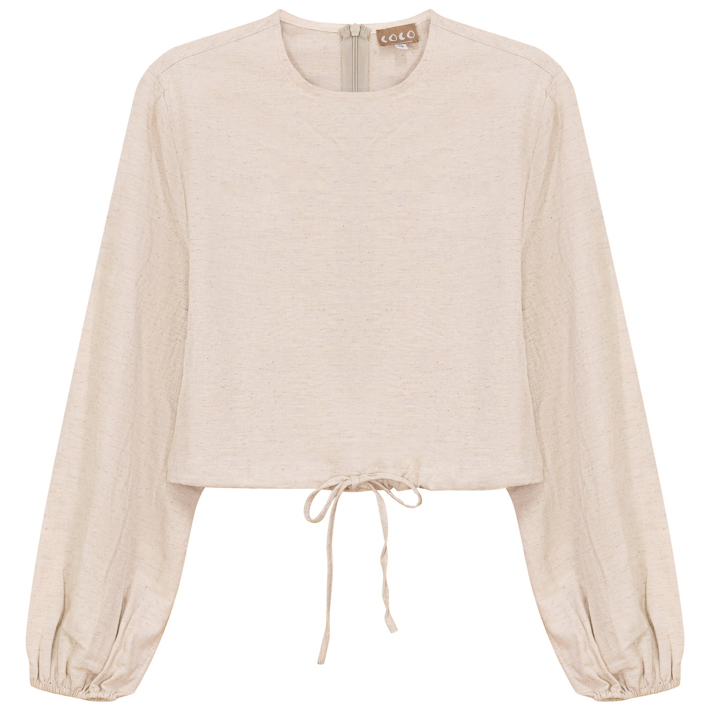 Cropped Linen Scrunch Tie Top Stone