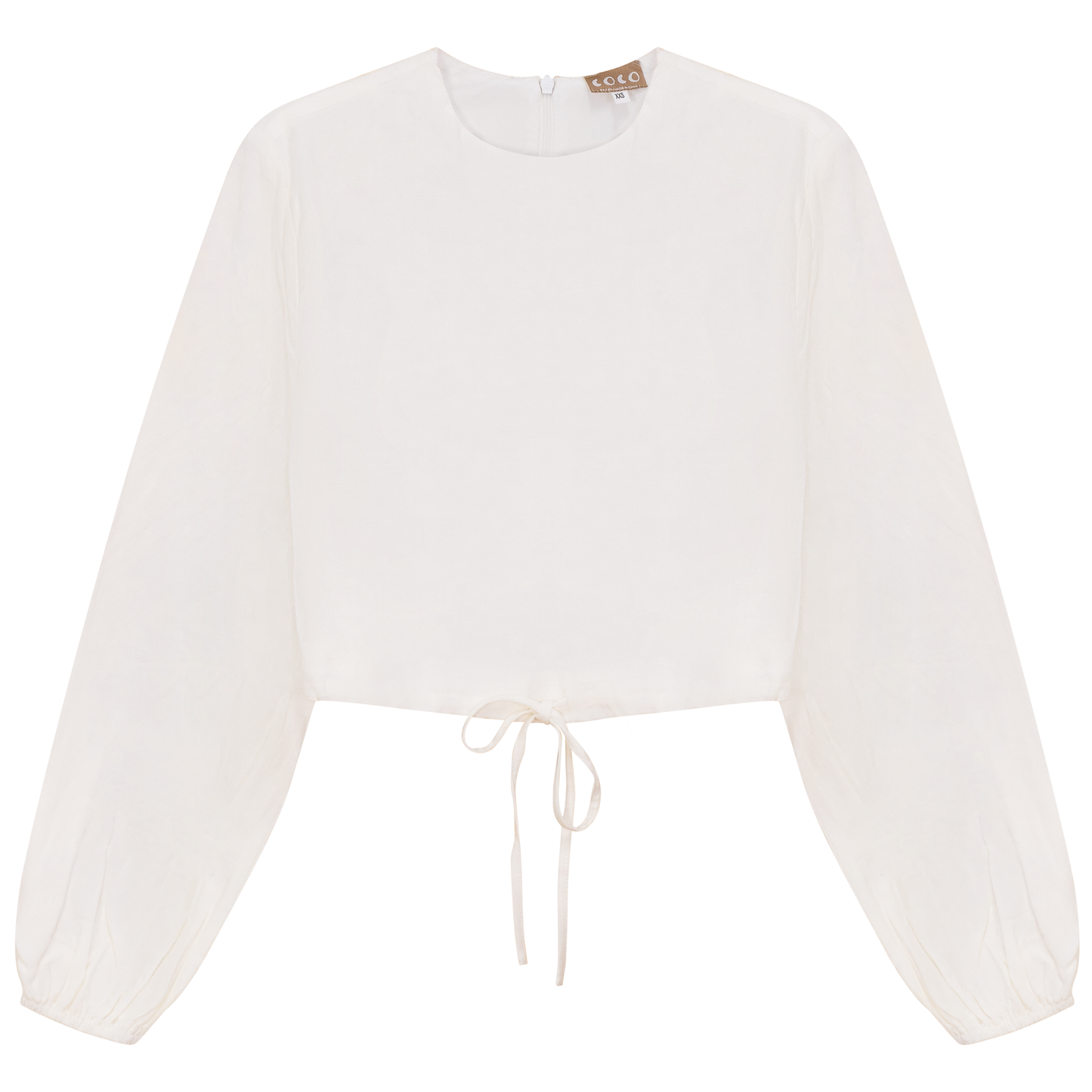 Cropped Linen Scrunch Tie Top White