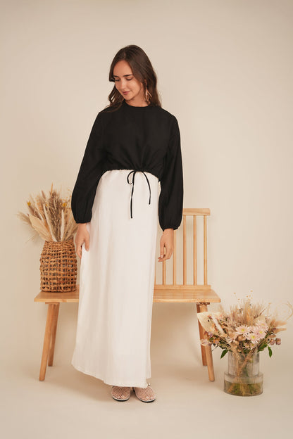 Cropped Linen Scrunch Tie Top