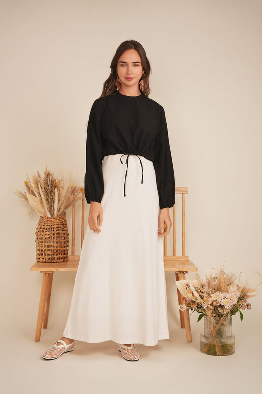 Cropped Linen Scrunch Tie Top