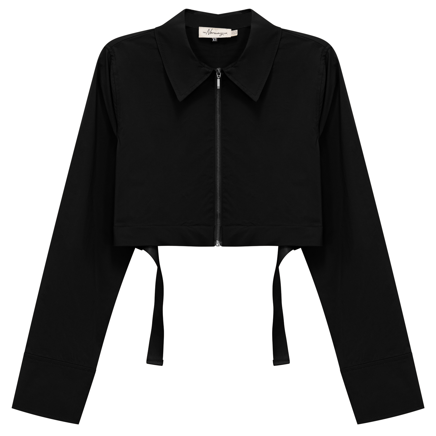 Cotton Cropped Ribbon Jacket Black