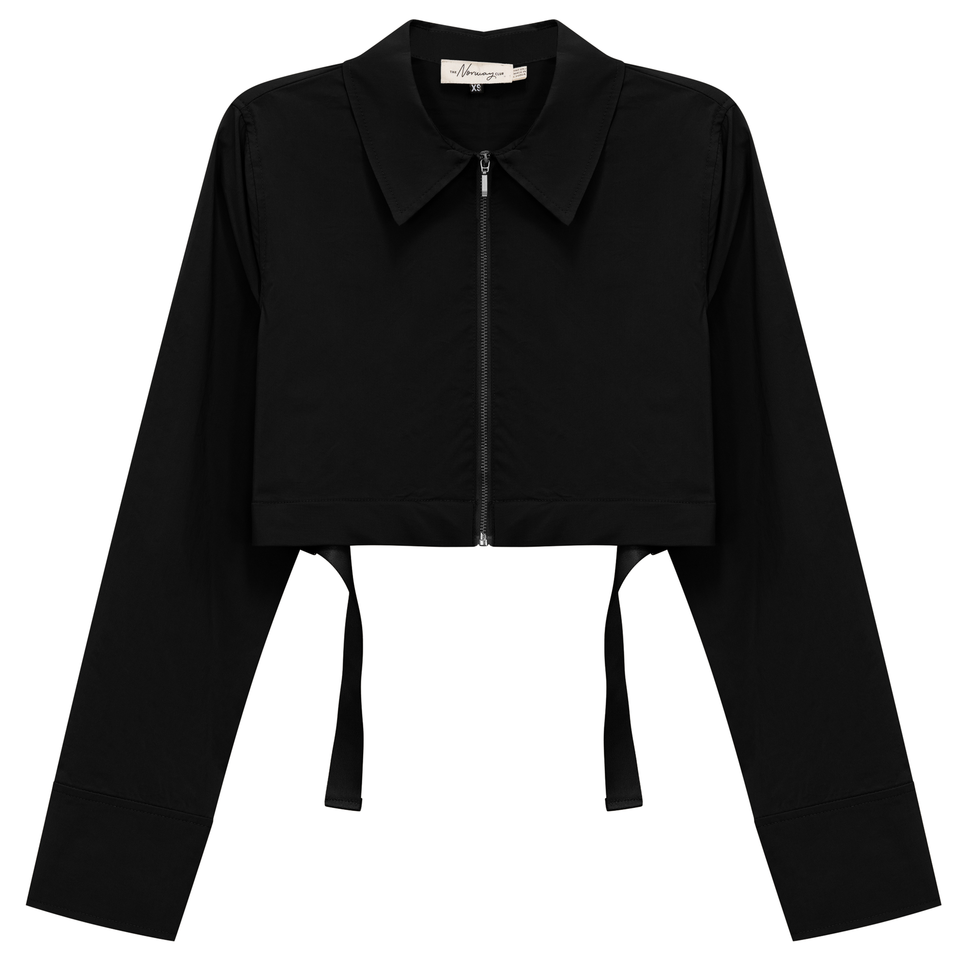 Cotton Cropped Ribbon Jacket Black
