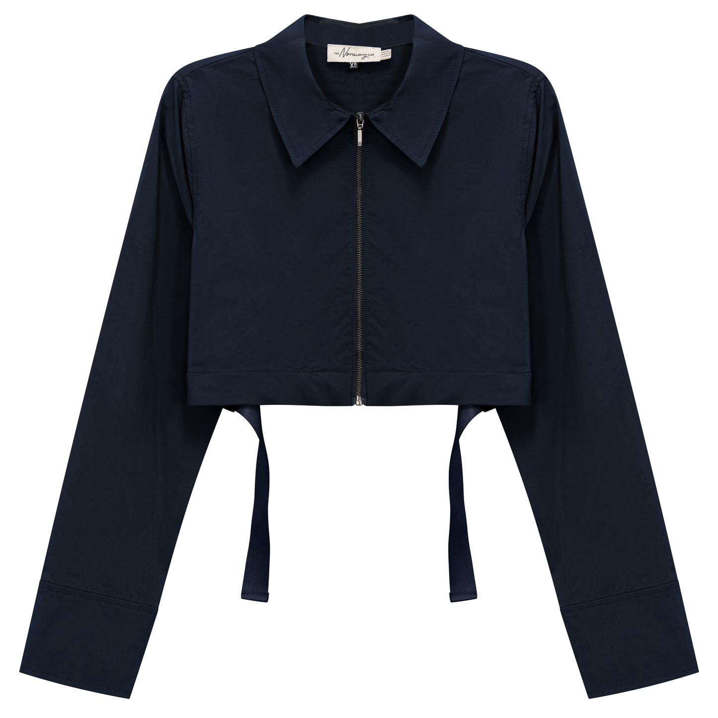 Cotton Cropped Ribbon Jacket Dark Navy