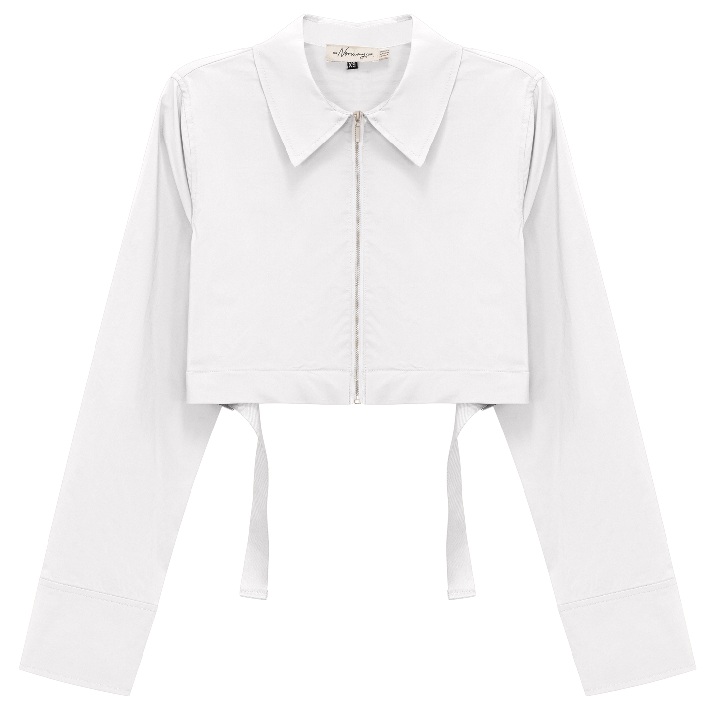 Cotton Cropped Ribbon Jacket White