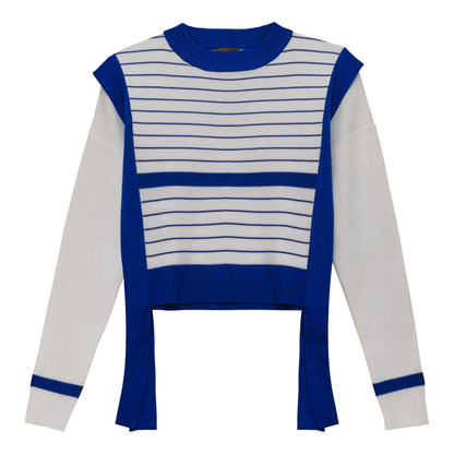 Striped Belt Sweater White Sapphire
