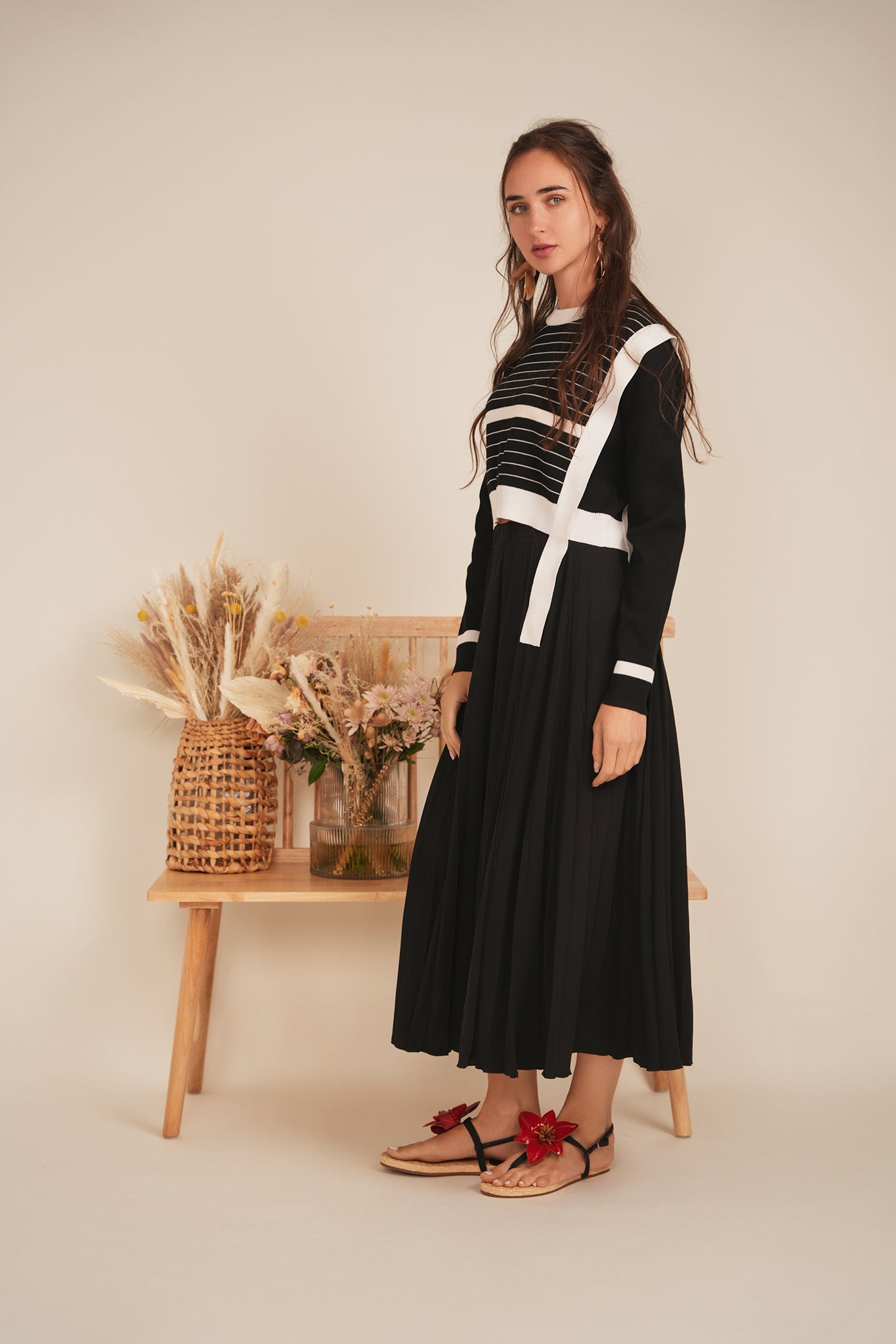 Striped Belt Sweater