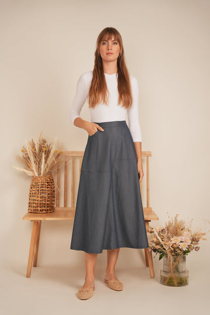 Denim Flare Skirt