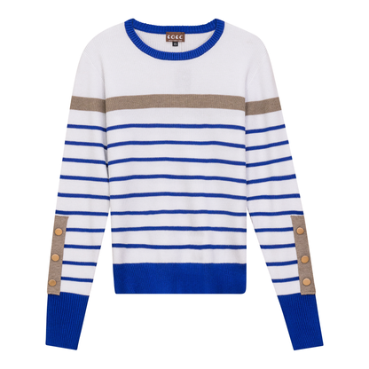 Stripped Sweater White Light Sapphire
