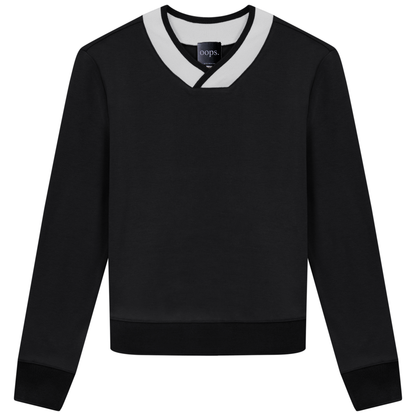 V Neck Sweatshirt Black