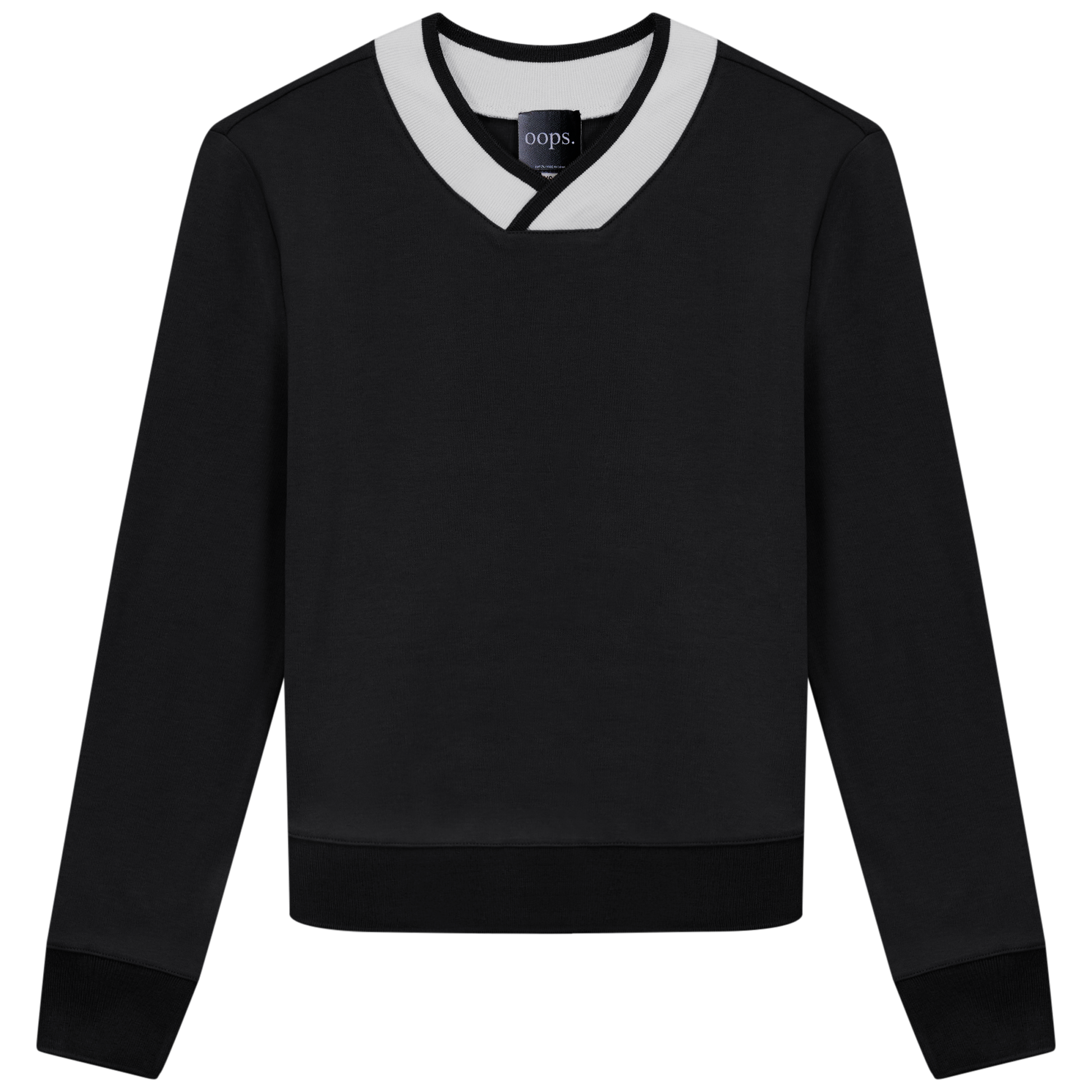 V Neck Sweatshirt Black