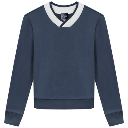 V Neck Sweatshirt Dark Denim