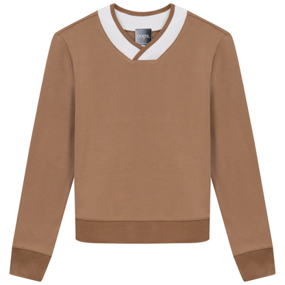 V Neck Sweatshirt Mocha