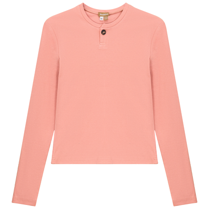 Short Henley Tee Light Coral
