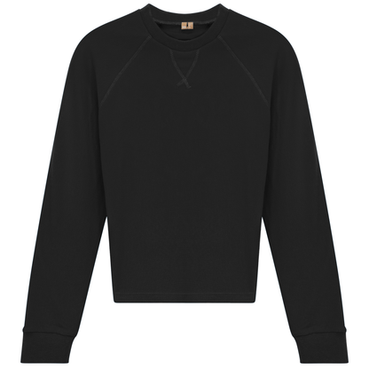 Raglan Sleeves Ribbed Tee Black