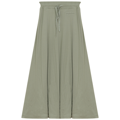 Ribbed Midi Drawstring A Line Skirt Basil