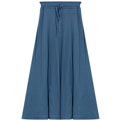 Ribbed Midi Drawstring A Line Skirt Chambray