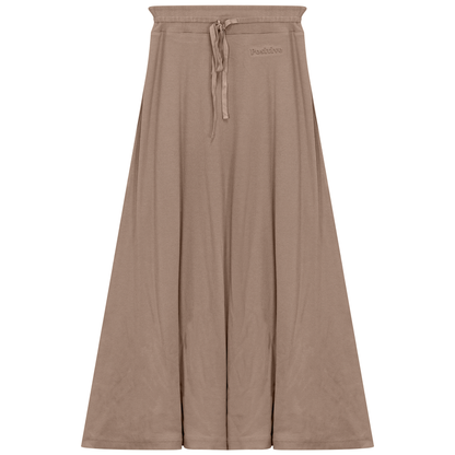 Ribbed Midi Drawstring A Line Skirt Sand