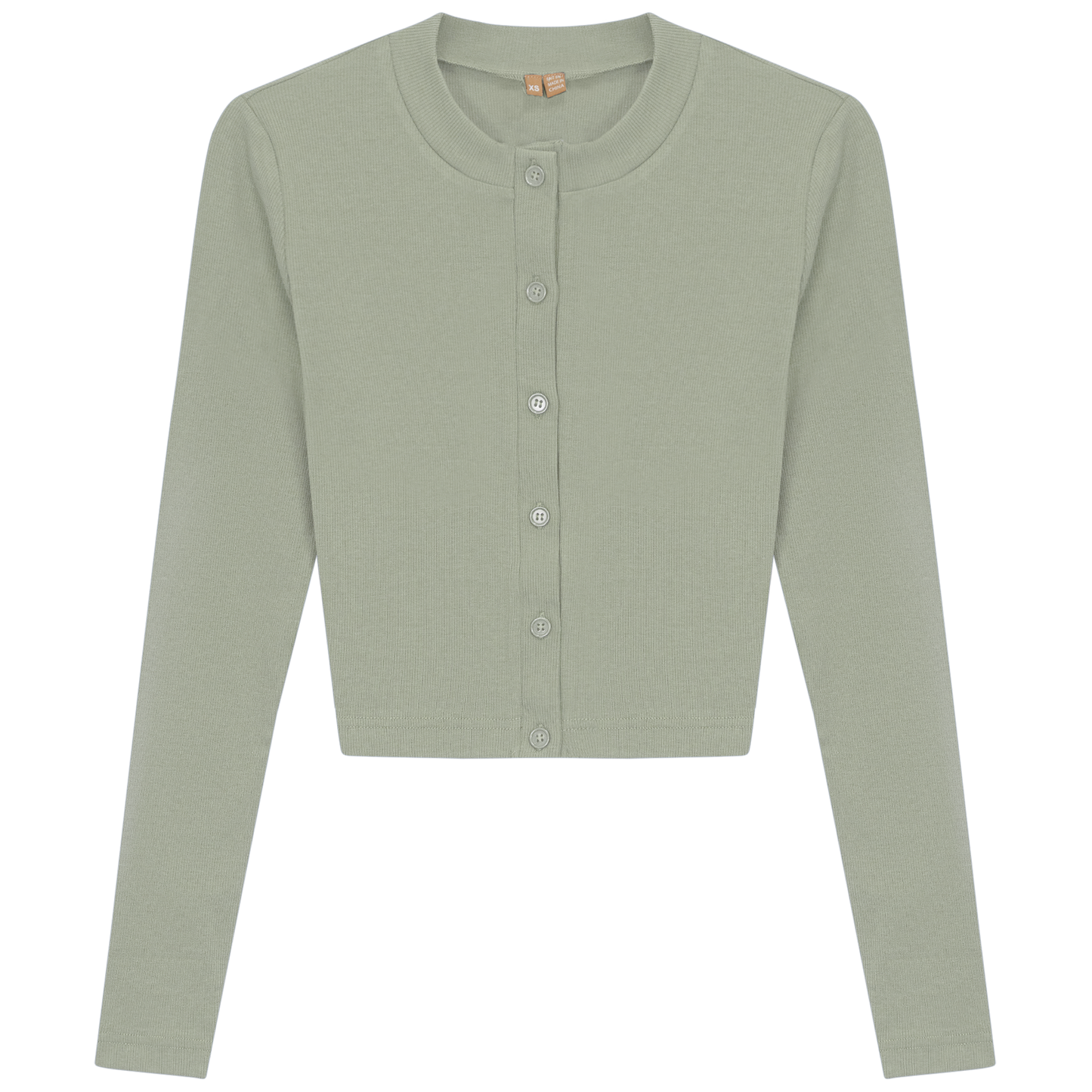 Ribbed Cropped Cardigan Basil