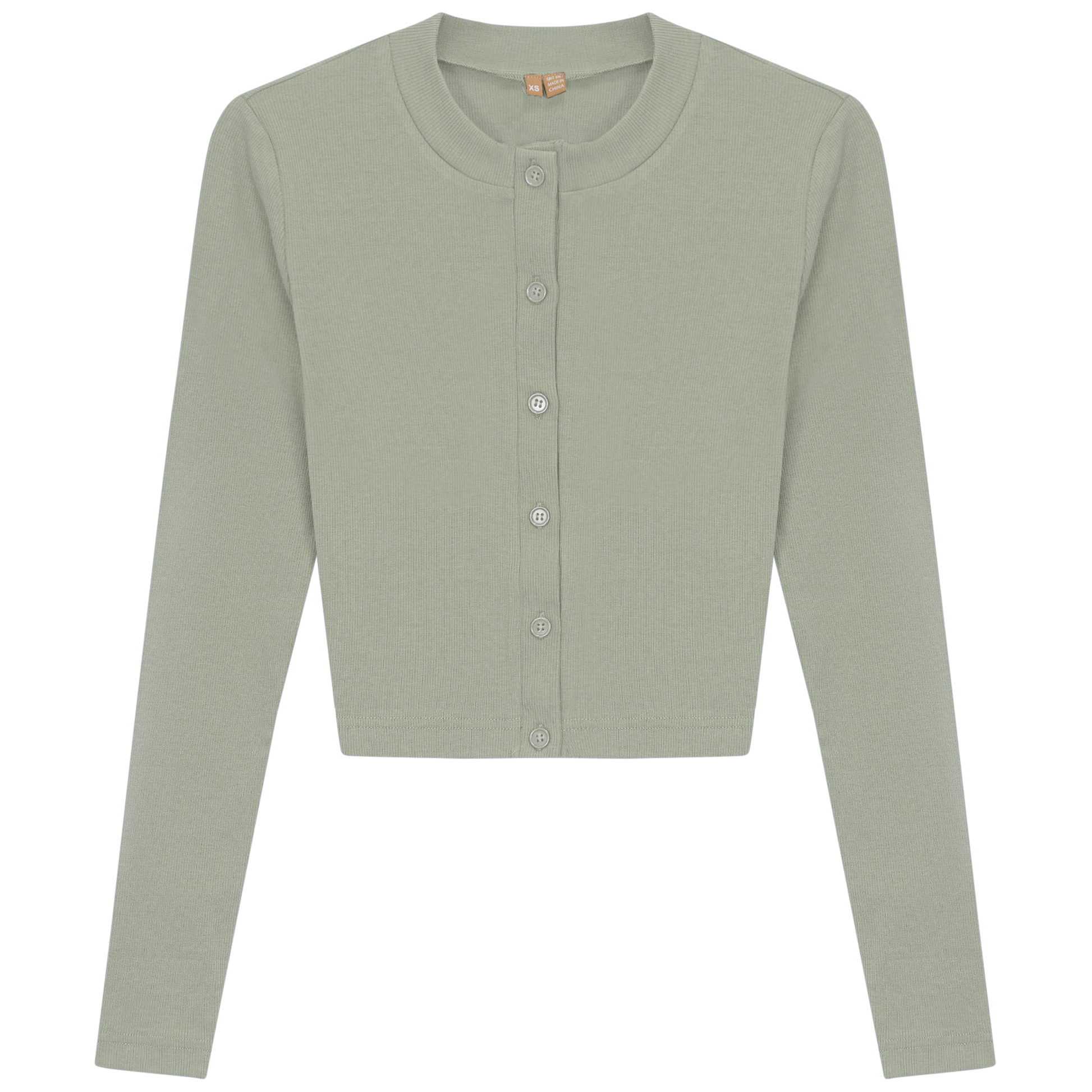 Ribbed Cropped Cardigan Basil