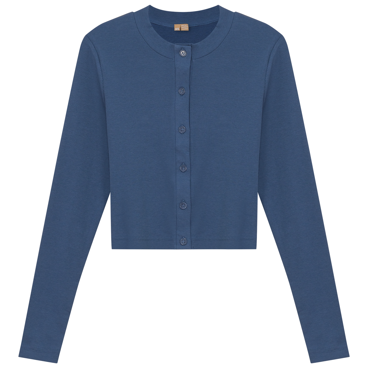 Ribbed Cropped Cardigan Chambray